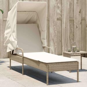 Napozóágy - Polyrattan - Bézs - 200cm