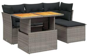 VidaXL Polyrattan Kerti Ülőgarnitúra - 6 részes - Szürke