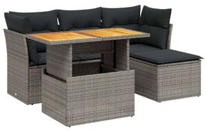 VidaXL Polyrattan Kerti Ülőgarnitúra - 6 részes - Szürke