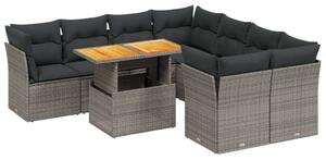 VidaXL Polyrattan Kerti Ülőgarnitúra - 9 részes - Szürke