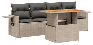 VidaXL Polyrattan Kerti Ülőgarnitúra - 5 részes - Szürke