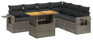VidaXL Polyrattan Kerti Ülőgarnitúra - 7 részes - Szürke