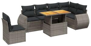 VidaXL Polyrattan Kerti Ülőgarnitúra - 7 részes - Szürke