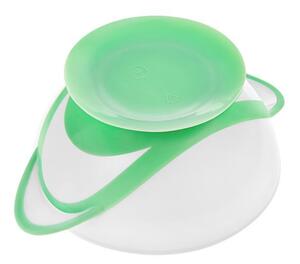 Akuku tapadós fedeles tányér kanállal - zöld