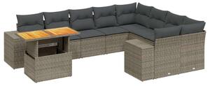 VidaXL Polyrattan Kerti Ülőgarnitúra - 10 részes - Szürke