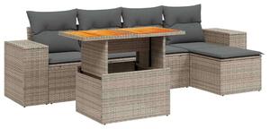 VidaXL Polyrattan Kerti Ülőgarnitúra - 6 részes - Szürke