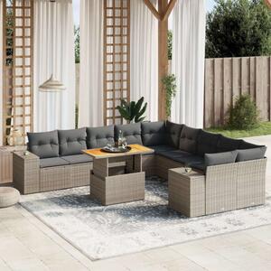 VidaXL Polyrattan Kerti Ülőgarnitúra - 11 részes - Szürke