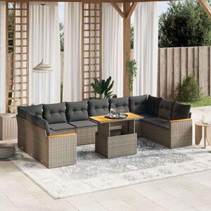Polyrattan Kerti Ülőgarnitúra - 11 részes - Szürke