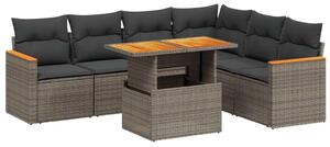 VidaXL Polyrattan Kerti Ülőgarnitúra - 7 részes - Szürke