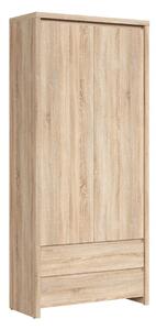 Könyvespolc Nolroma 141, Ajtókkal, Zárt, Fiókokkal, Laminált forgácslap, 201x90x41cm, Sonoma tölgy