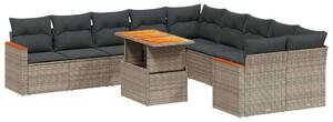 Polyrattan Kerti Ülőgarnitúra - 11 részes - Szürke