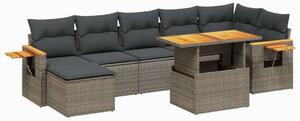 VidaXL Polyrattan Kerti Ülőgarnitúra - 8 részes - Szürke