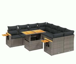 VidaXL Polyrattan Kerti Ülőgarnitúra - 9 részes - Szürke