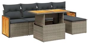VidaXL Polyrattan Kerti Ülőgarnitúra - 6 részes - Szürke