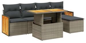 VidaXL Polyrattan Kerti Ülőgarnitúra - 6 részes - Szürke