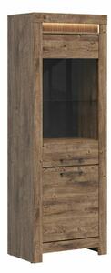 Könyvespolc Fiomoro 103, Zárt, Ajtókkal, Üveg, Laminált forgácslap, 200x71x45cm, Ribbeck tölgy