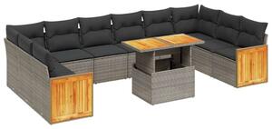 VidaXL Polyrattan Kerti Ülőgarnitúra - 11 részes - Szürke