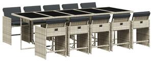 VidaXL 11 részes világosszürke polyrattan kerti ülőgarnitúra párnákkal