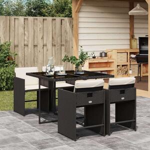 VidaXL Polyrattan Kerti Étkezőgarnitúra - 5 részes - Fekete