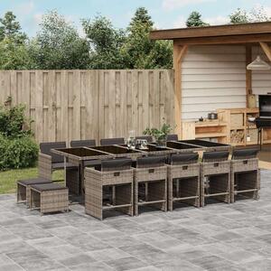 VidaXL Polyrattan Kerti Étkezőgarnitúra - 15 részes - Szürke