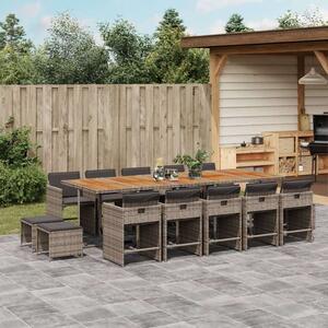 VidaXL Polyrattan Kerti Étkezőgarnitúra - 15 részes - Szürke