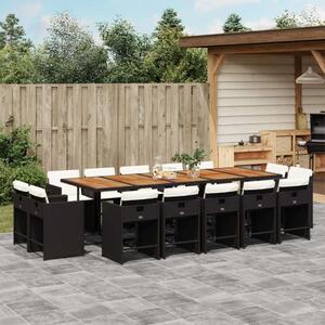 VidaXL 15 Fős Kerti Étkezőgarnitúra - Polyrattan - Fekete