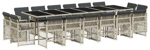 VidaXL Polyrattan Kerti Étkezőgarnitúra - 17 részes, Szürke