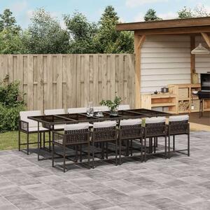 VidaXL 11 részes barna polyrattan kerti ülőgarnitúra párnákkal