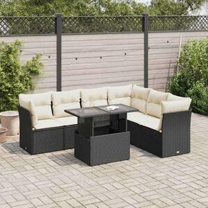 VidaXL Polyrattan Kerti Ülőgarnitúra - 7 részes - Fekete