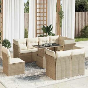 VidaXL Polyrattan Kerti Ülőgarnitúra - 9 részes - Bézs