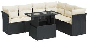 VidaXL Polyrattan Kerti Ülőgarnitúra - 7 részes - Fekete