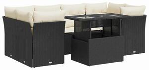 VidaXL Polyrattan Kerti Ülőgarnitúra - 7 részes - Fekete