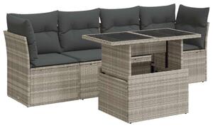 VidaXL Polyrattan Kerti Ülőgarnitúra - 5 részes - Világosszürke