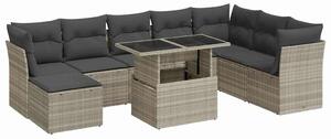 VidaXL Polyrattan Kerti Ülőgarnitúra - 9 részes, Világosszürke