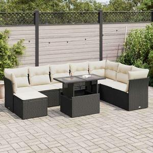VidaXL Polyrattan Kerti Ülőgarnitúra - 9 részes - Fekete