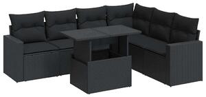 VidaXL Polyrattan Kerti Ülőgarnitúra - 7 részes - Fekete