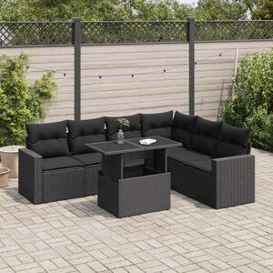 VidaXL Polyrattan Kerti Ülőgarnitúra - 7 részes - Fekete