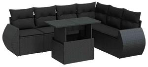 VidaXL Polyrattan Kerti Ülőgarnitúra - 7 részes - Fekete