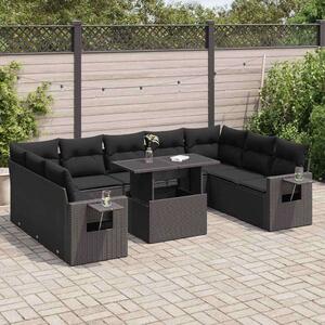 VidaXL Polyrattan Kerti Ülőgarnitúra - 10 részes - Fekete