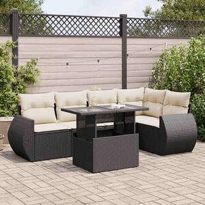 VidaXL Polyrattan Kerti Ülőgarnitúra - 6 részes - Fekete