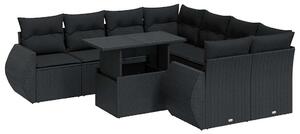 VidaXL Polyrattan Kerti Ülőgarnitúra - 9 részes - Fekete