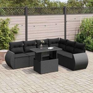 VidaXL Polyrattan Kerti Ülőgarnitúra - 7 részes - Fekete