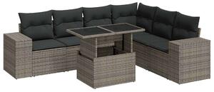 VidaXL 7 részes szürke polyrattan kerti ülőgarnitúra párnákkal