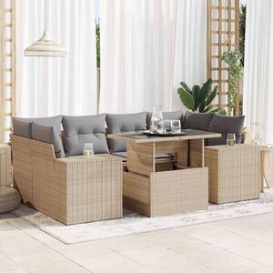VidaXL Polyrattan Kerti Ülőgarnitúra - 7 részes - Bézs