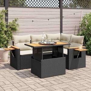 VidaXL Polyrattan Kerti Ülőgarnitúra - 4 részes - Fekete