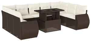VidaXL 10 részes barna polyrattan kerti ülőgarnitúra párnákkal