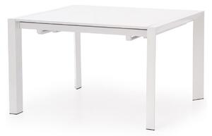 Asztal Houston 123, Fényes fehér, 76x80x130cm, Hosszabbíthatóság, Közepes sűrűségű farostlemez, Fém