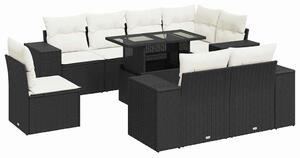 VidaXL Polyrattan Kerti Ülőgarnitúra - 9 részes - Fekete
