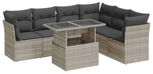 VidaXL Polyrattan Kerti Ülőgarnitúra - 7 részes, Világosszürke