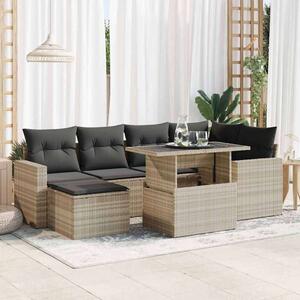 VidaXL Polyrattan Kerti Ülőgarnitúra - 7 részes - Világos Szürke